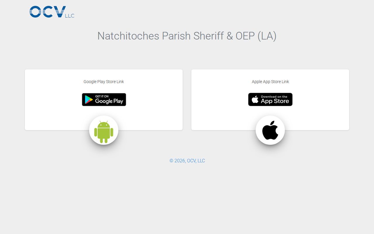 Natchitoches Parish Sheriff app arrest information and notification page
